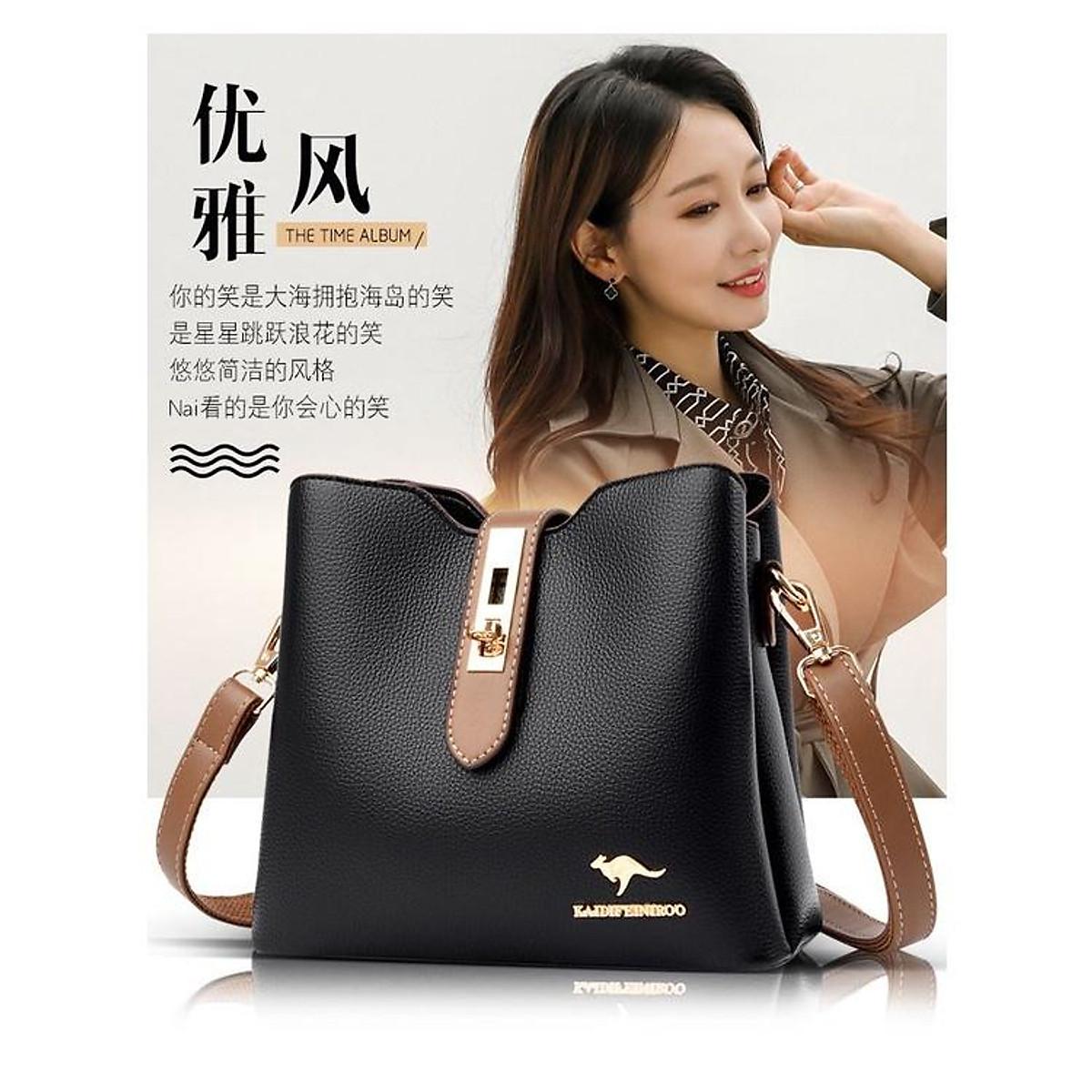 Túi xách nữ đeo vai có hình dáng loại thùng, tay cầm mềm, form túi mềm chắc chắn.