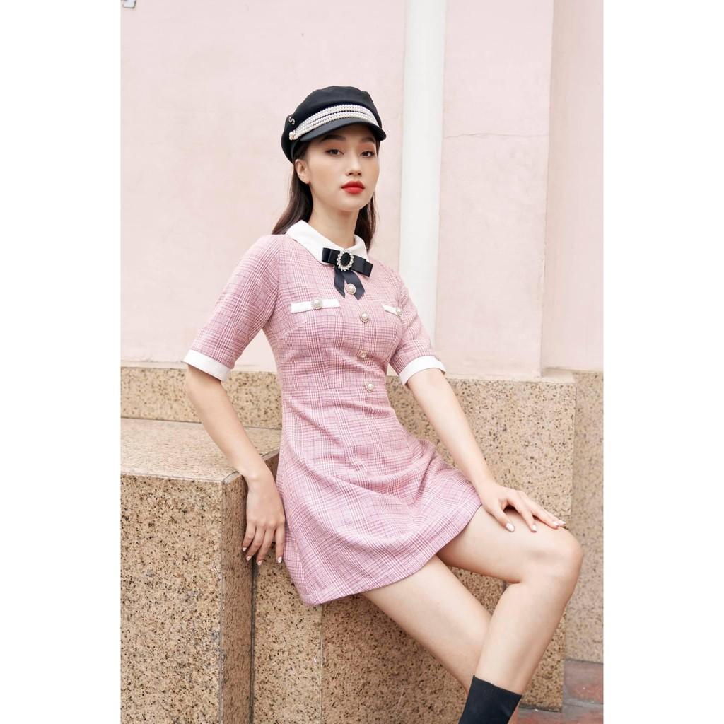 LIIN - Đầm nữ dạ tweed nơ cổ siêu chảnh