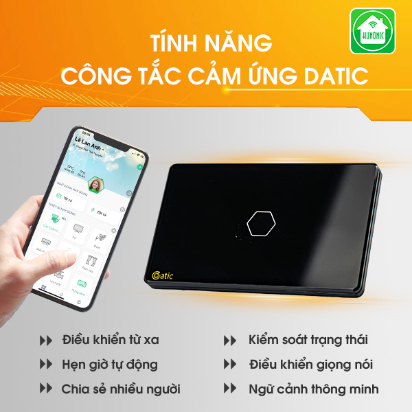 Công Tắc Cảm Ứng Datic – 1 Nút Màu Đen