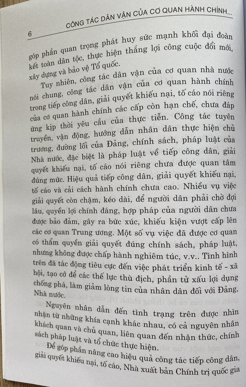 Công tác dân vận của cơ quan hành chính trong tiếp công dân giải quyết khiếu nại, tố cáo