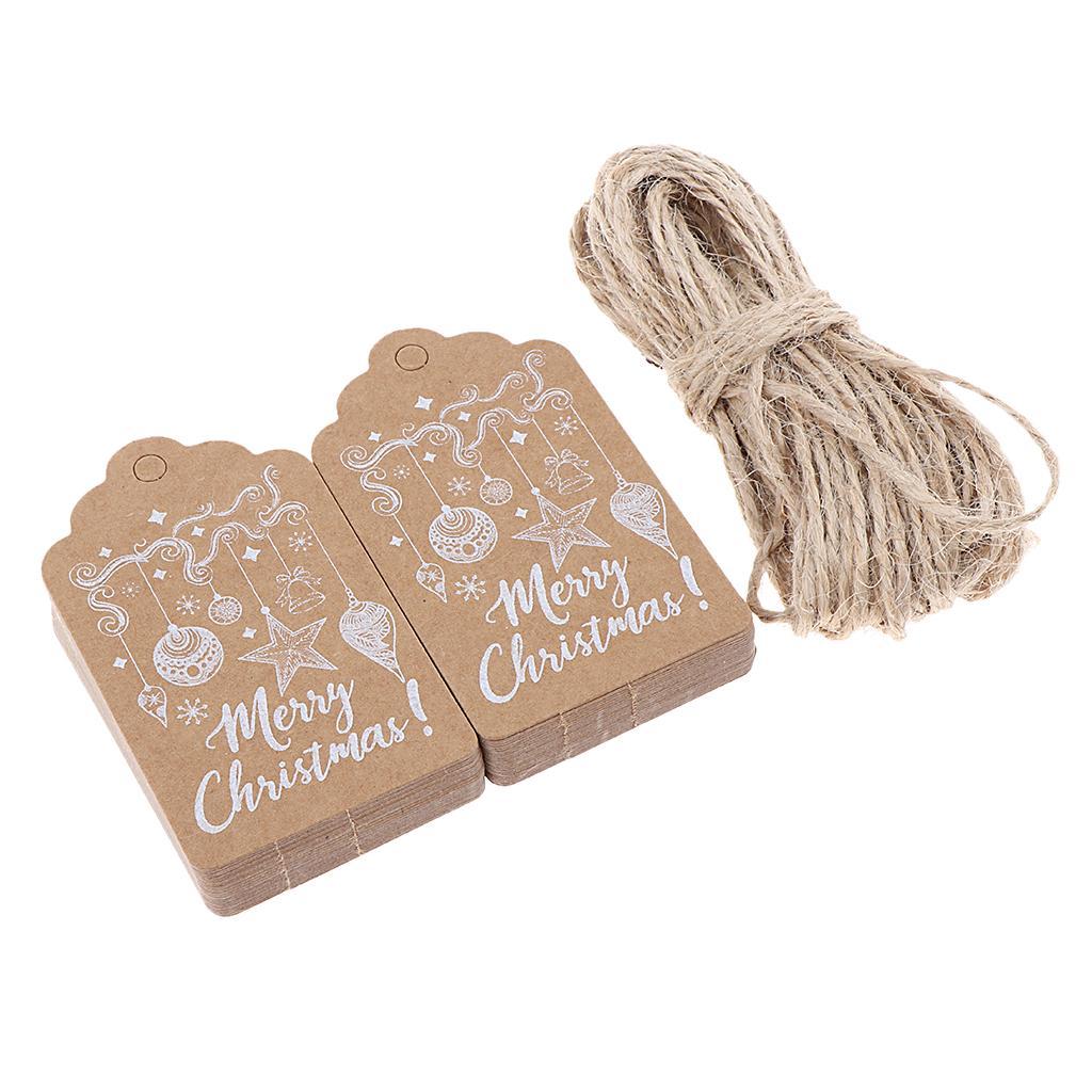 100pcs Set Christmas Kraft Paper Labels Christmas Hanging Gift Tags