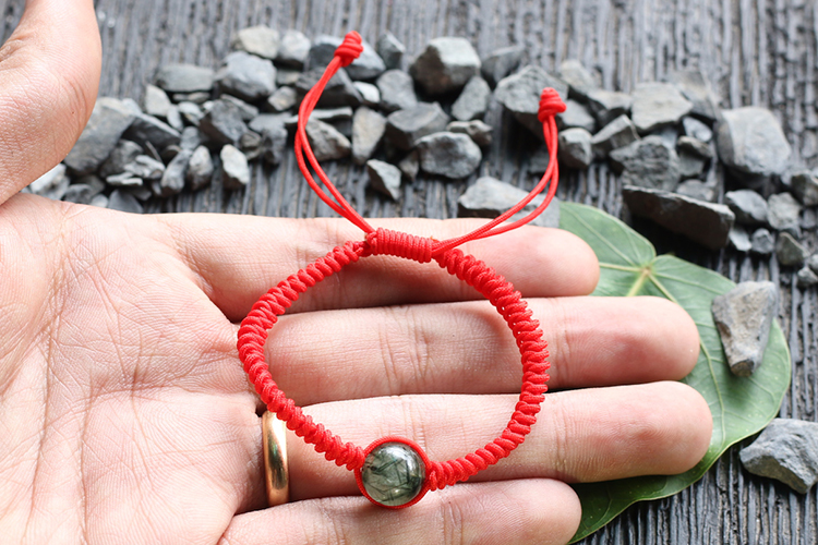 Vòng Tay Kết Dây Hạt Thạch Anh Tóc Xanh Ngọc Quý Gemstones GA32