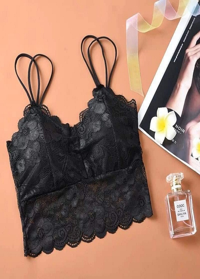 Áo ngực Bra toàn ren sexy 2 dây mút rời BREN01 (đen)