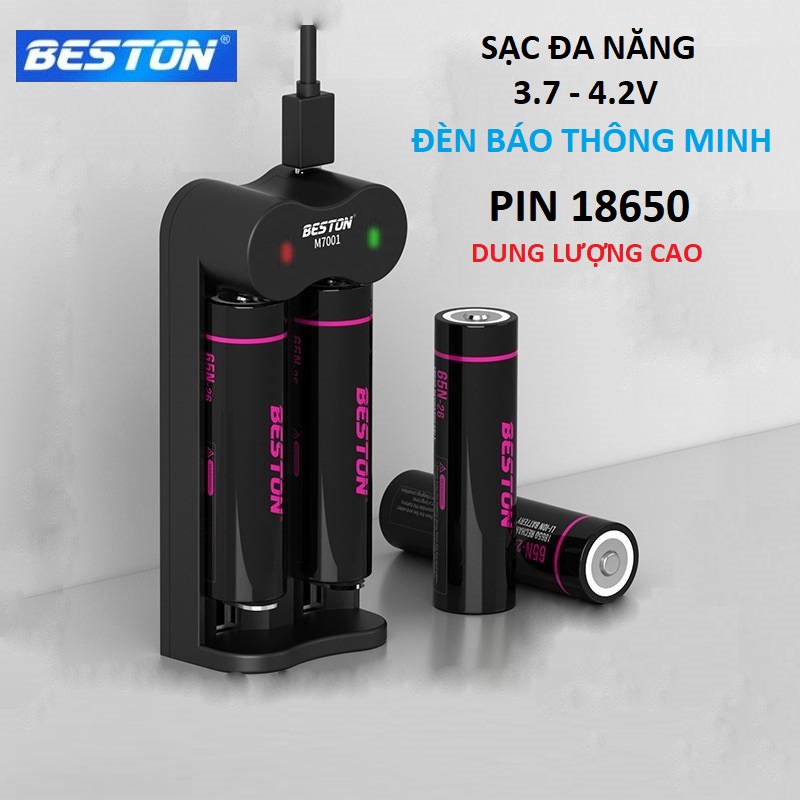 Pin sạc 18650 Beston chính hãng dung lượng cao, bộ sạc pin 3.7V - Pin chuyên dụng Đèn pin siêu sáng