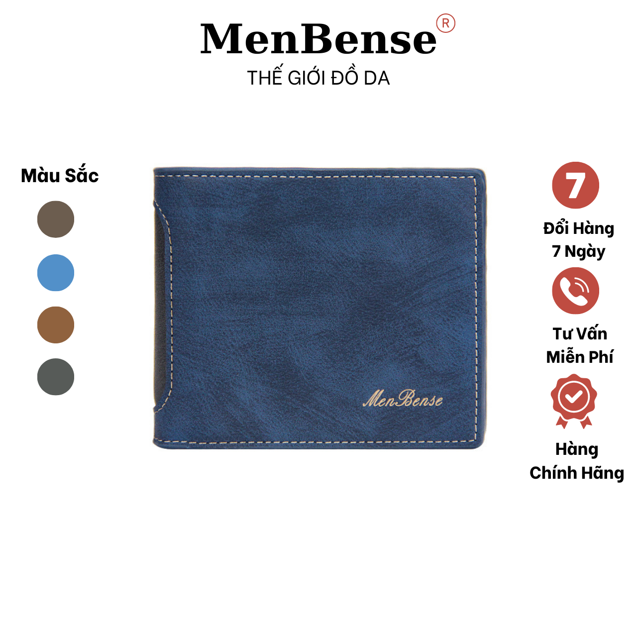 Ví da nam,Bóp da nam cao cấp MENBENSE dáng ngang,Chất liệu da PU sang trọng-MB05
