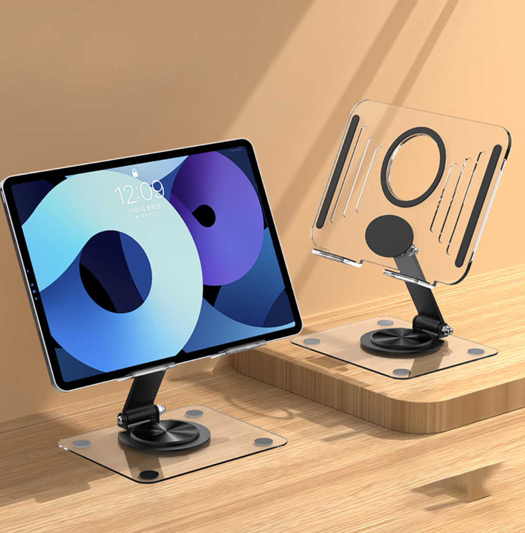 Kệ đỡ giá đỡ đế tản nhiệt cho ipad máy tính bảng hợp kim nhôm gấp gọn xoay 360 độ nhiều nấc độ cao - Hàng chính hãng