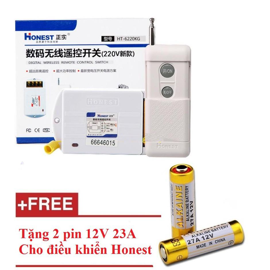 Công Tắc Điều Khiển Từ Xa 1KM Honest 40A/220V + tặng 2 pin sơ cua