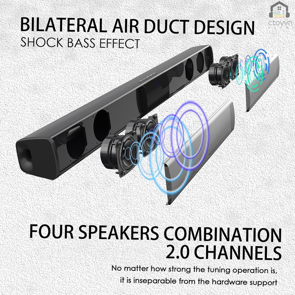 Loa không dây kết nối BT 5.0 kèm điều khiển AUX 2000mAh có thể sạc lại cho TV 3D