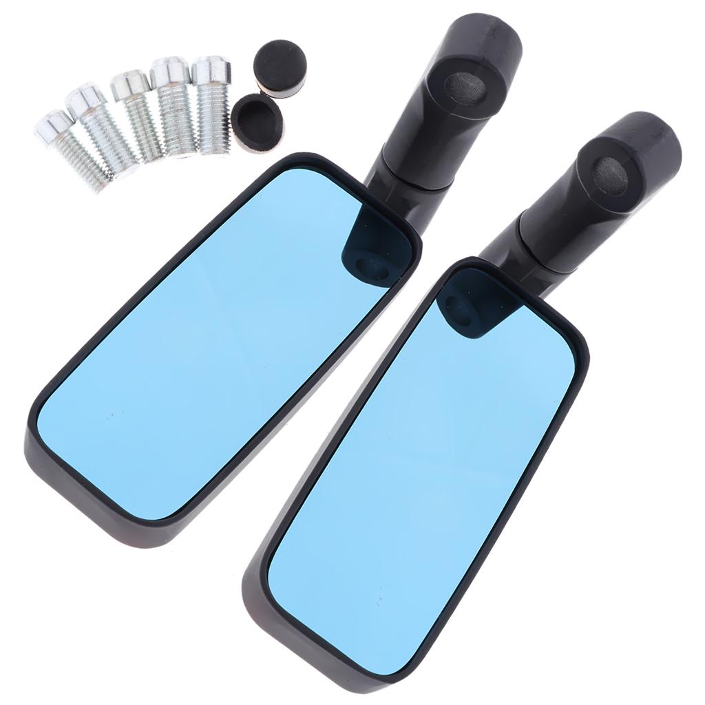 2 Colors Blue Glass Side Mirrors Rear view Mirrors for Motorcycle with 8mm 10mm Thread Bolts, Left & Right