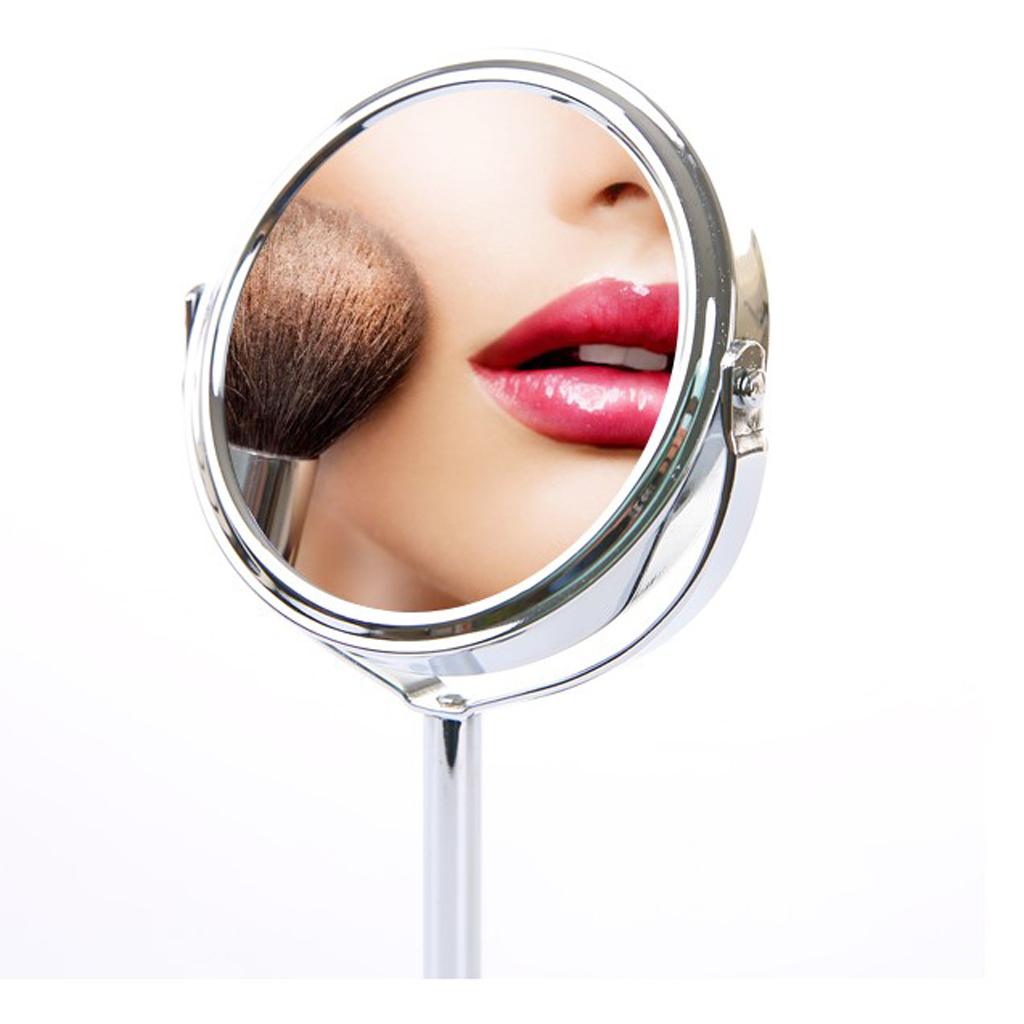 Dual Side Normal Magnifying Oval Stand Makeup Cosmetic Vanity Mirrors 2pcs