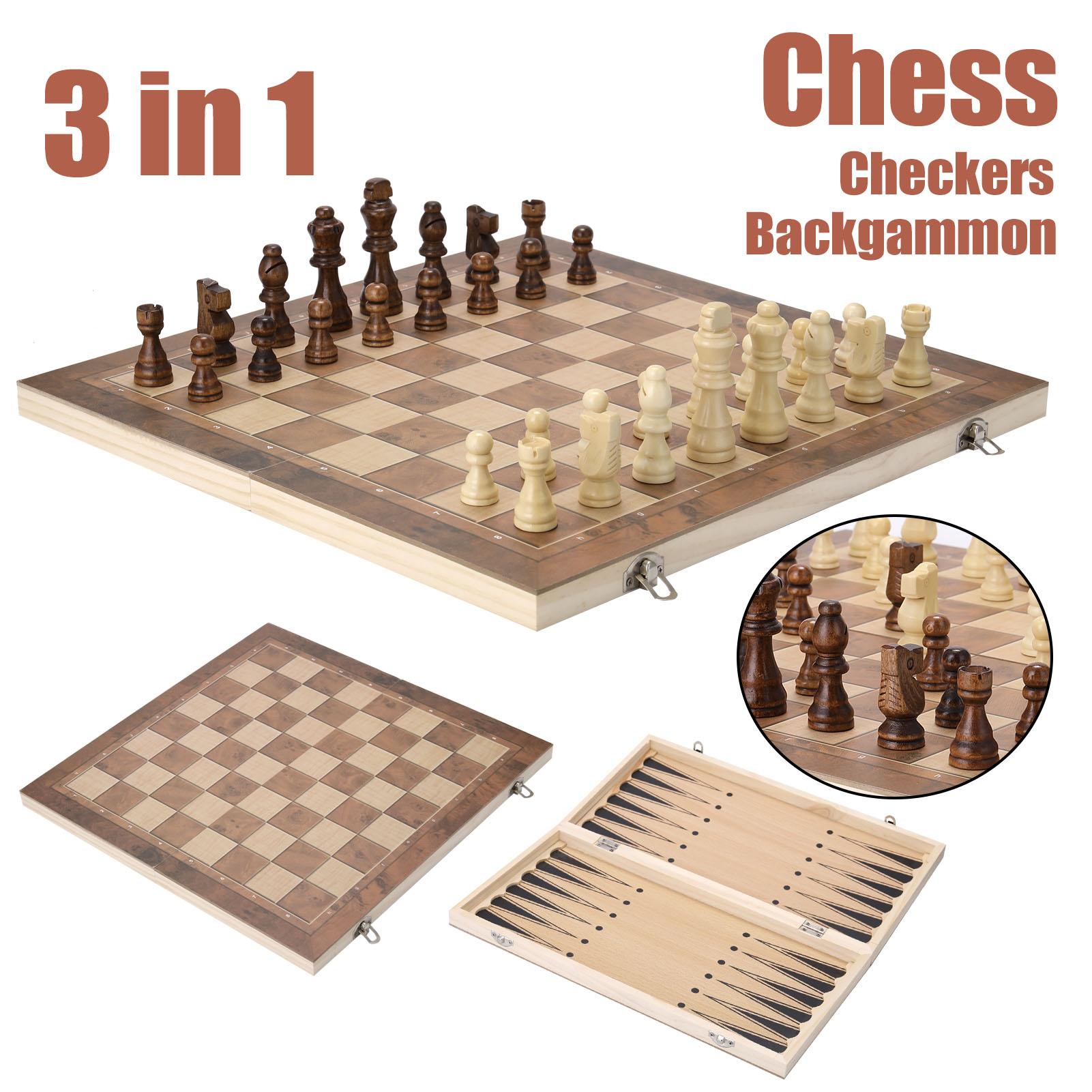 Bộ Đồ Chơi Cờ Vua Trí Tuệ 3 Trong 1 Bằng Gỗ Kiểu Dáng Sang Trọng Folding Chess Board