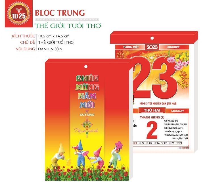 Lịch 2023 - Ruột Bloc Trung KT 10.5 x 14.5cm