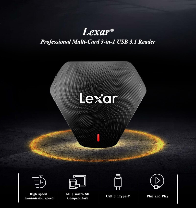 ĐẦU ĐỌC THẺ LEXAR PROFESSIONAL MULTI CARD 3 IN 1 USB 3.1 READER - HÀNG CHÍNH HÃNG