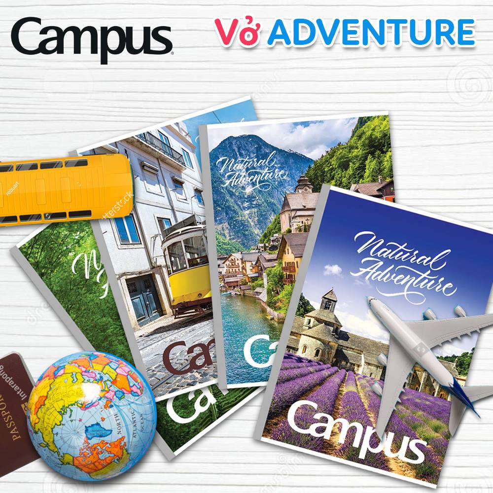 Combo 5 cuốn vở kẻ ngang Campus Adventure 200 trang B5 NB-BAVT200