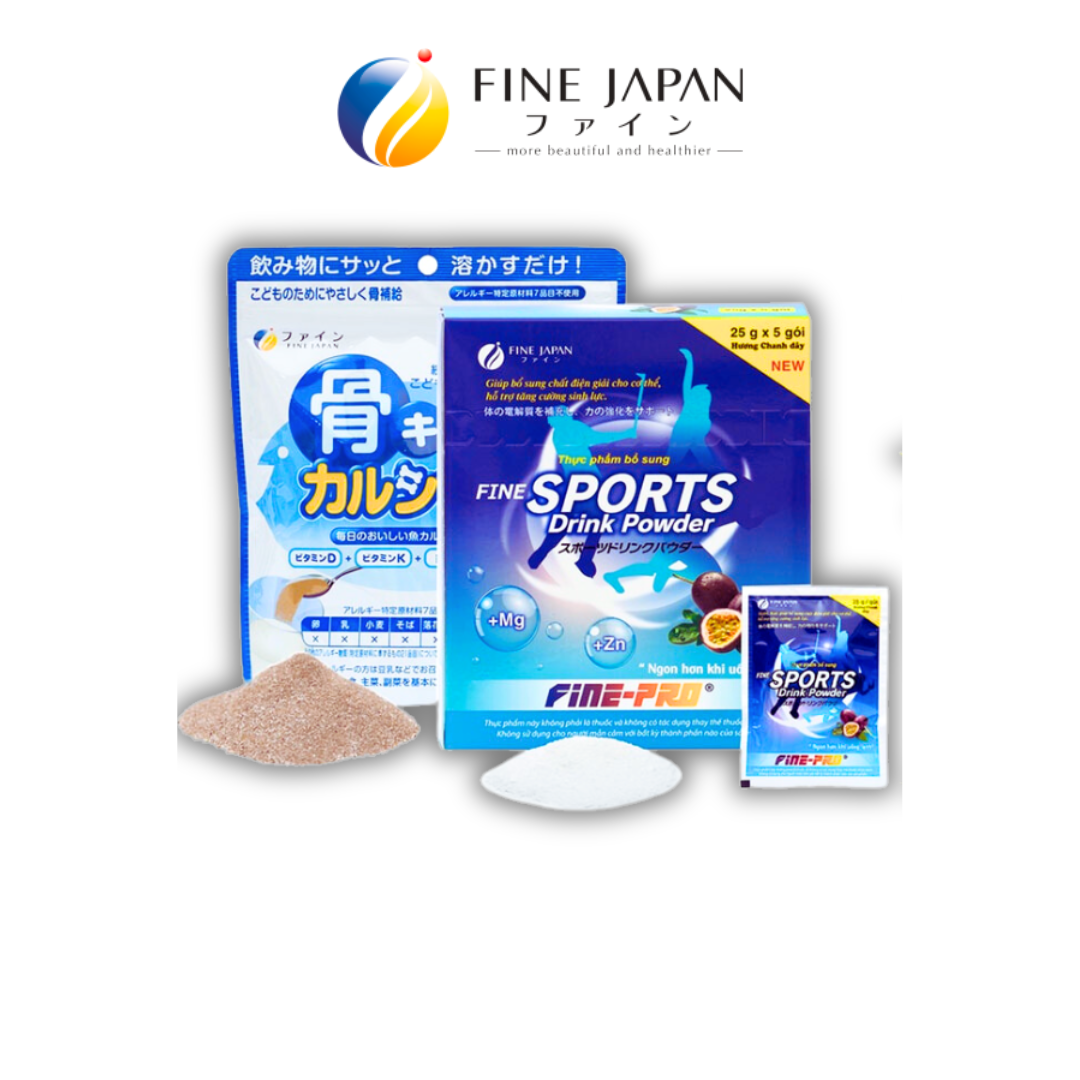 Combo Bột pha dinh dưỡng cho bé FINE JAPAN bổ sung canxi và điện giải (Canxi & Khoáng chất)