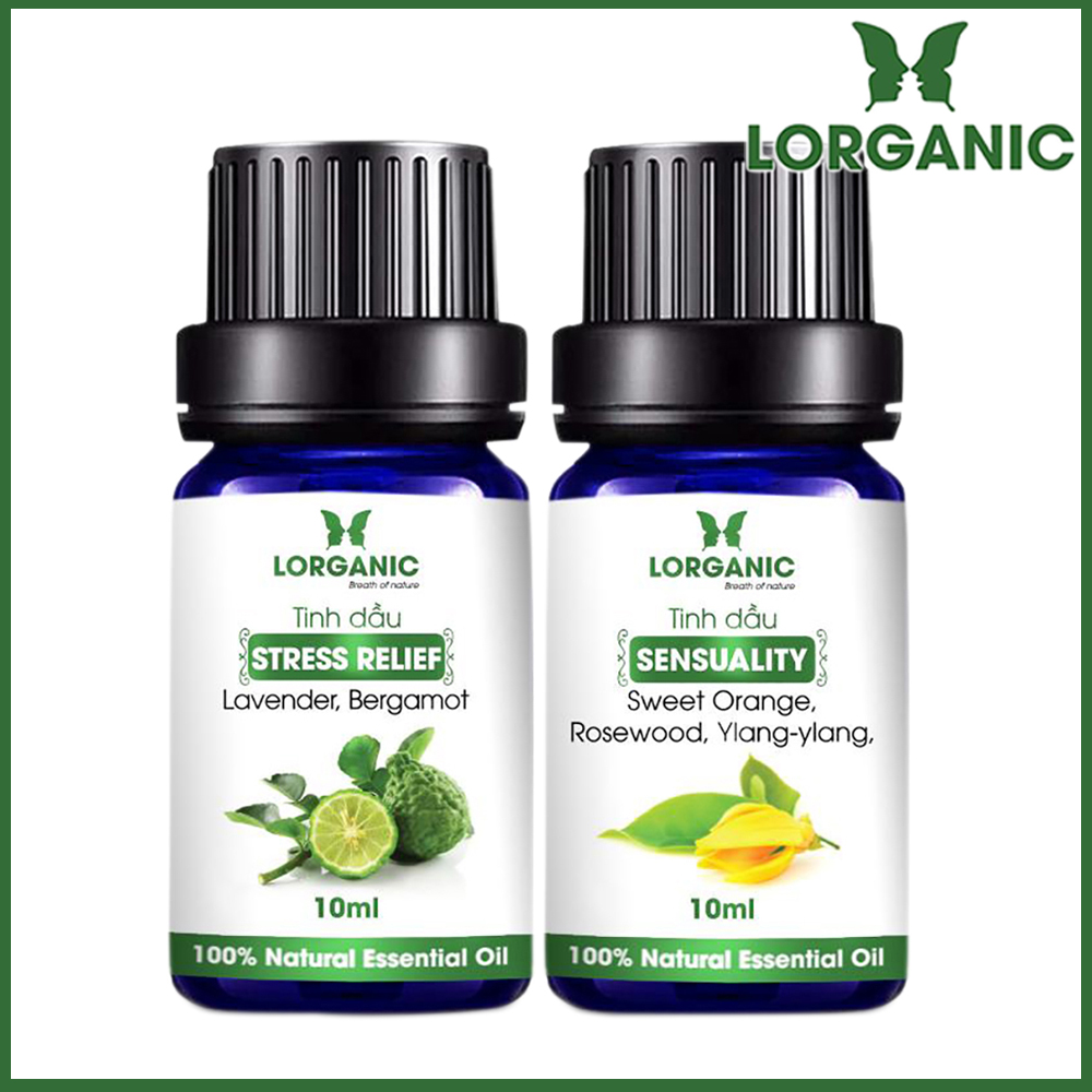 Combo Tinh Dầu Hợp Hương Lorganic: Tress Relife Thư Giãn + Sensual Gợi Cảm (10ml / Chai)