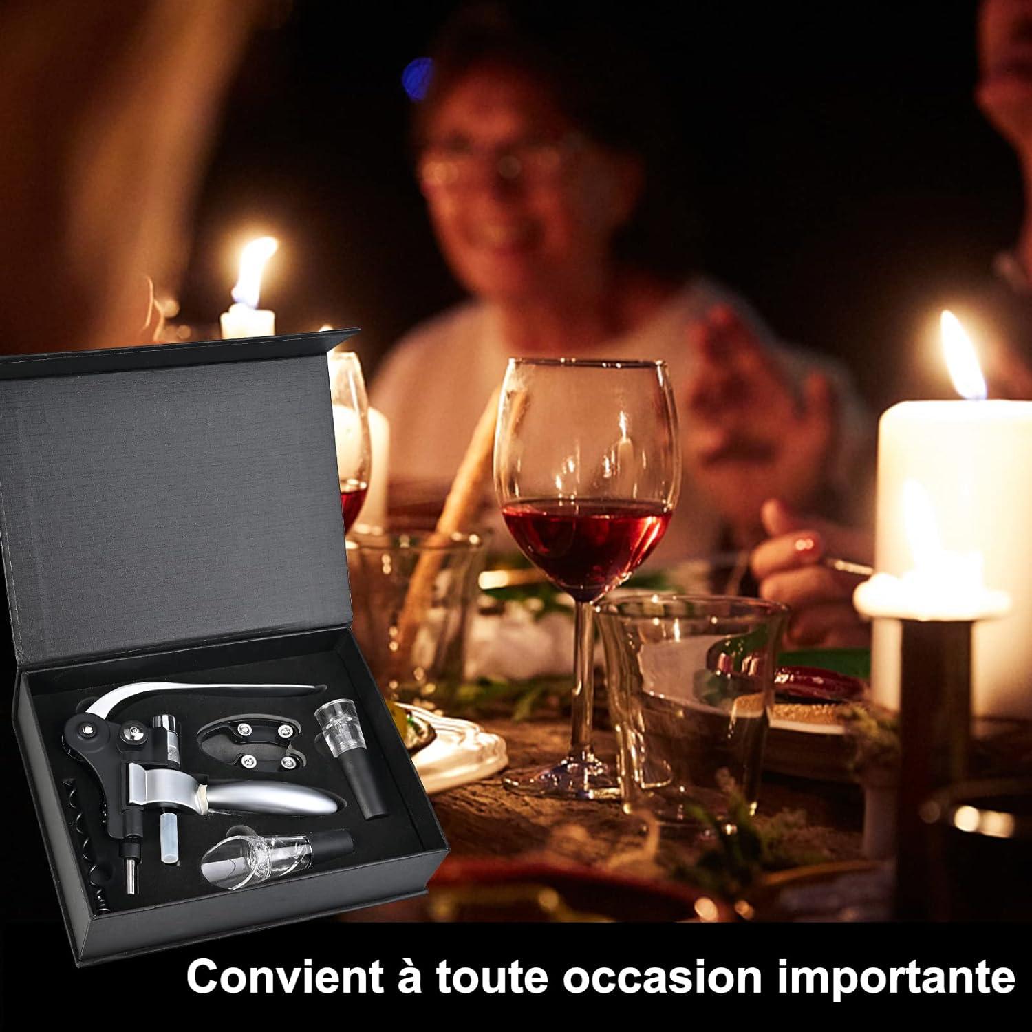 Chụp Cork, dụng cụ mở chai rượu vang với hộp số quà tặng, 5 miếng phụ kiện rượu, bộ dụng cụ mở chai, quà tặng nam