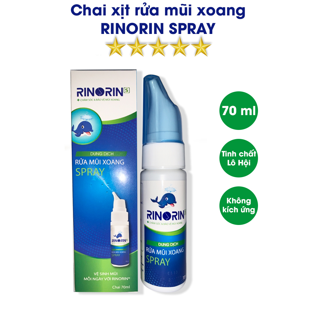 Xịt rửa mũi xoang Rinorin Spray 70 ml đến từ thương hiệu RINORIN - Nhỏ gọn, tiện lợi, tinh chất lô hội dịu nhẹ, không gây kích ứng