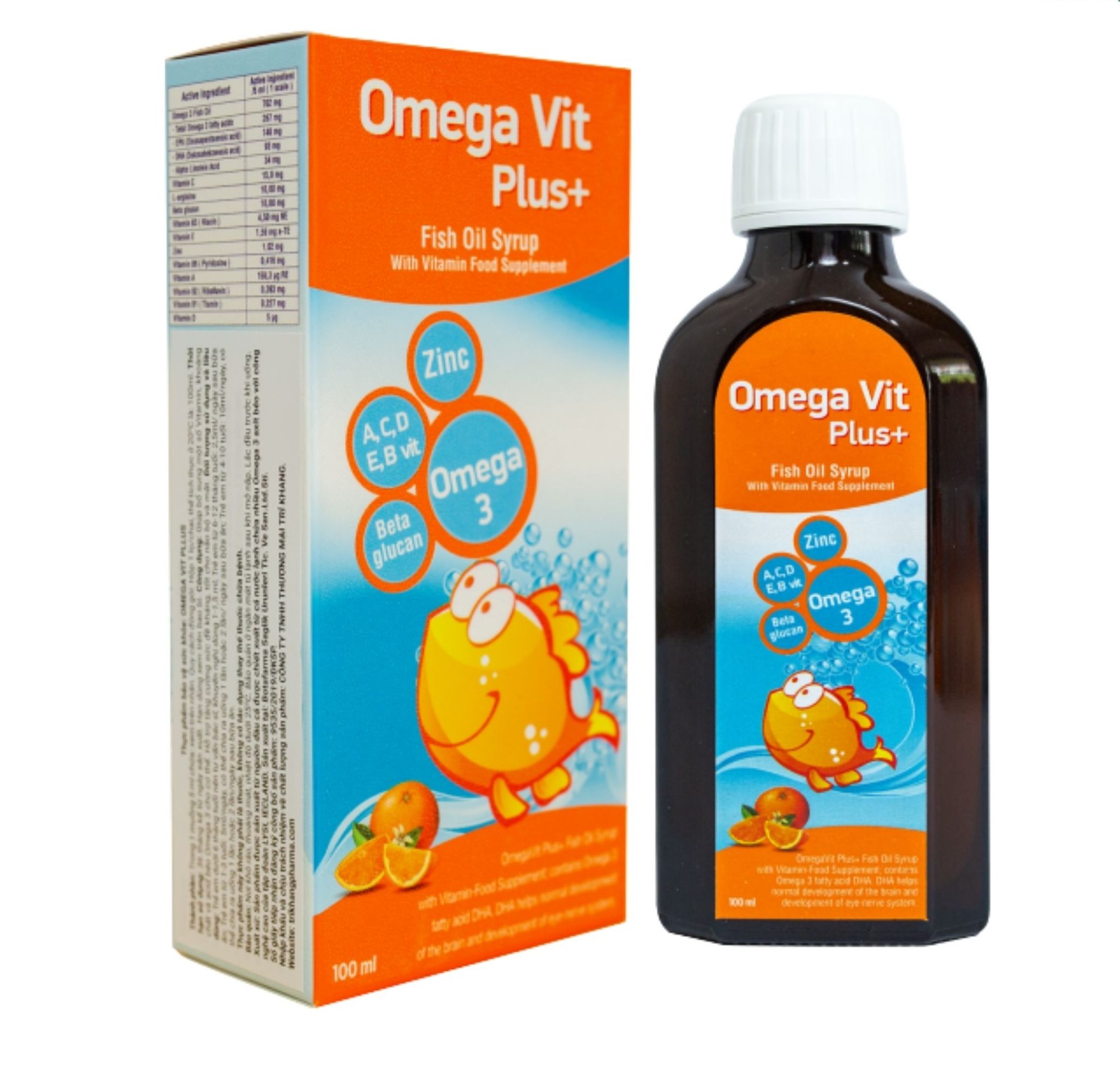 Siro OMEGA VIT PLUS+ tăng cường đề kháng, tốt cho não bộ và mắt (Chai 100ml)