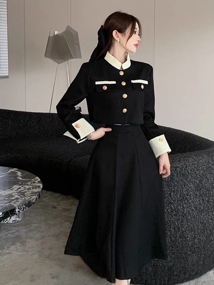 Set Váy Áp dạ phối dáng dài thanh lịch (size S dưới 47kg)