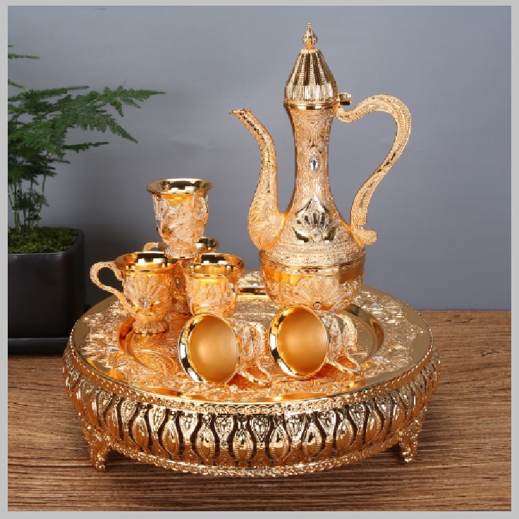 Bộ khay bình kèm 6 ly siêu sang thích hợp làm quà tặng sinh nhật, tân gia