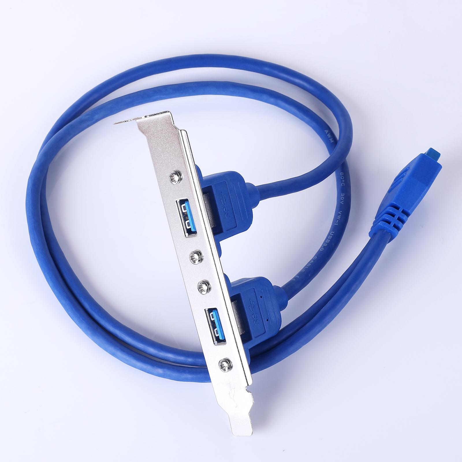 2Ports USB 3.0 Female Back Panel Mount to Built-in-20-Pin Header 20pin Header Cable