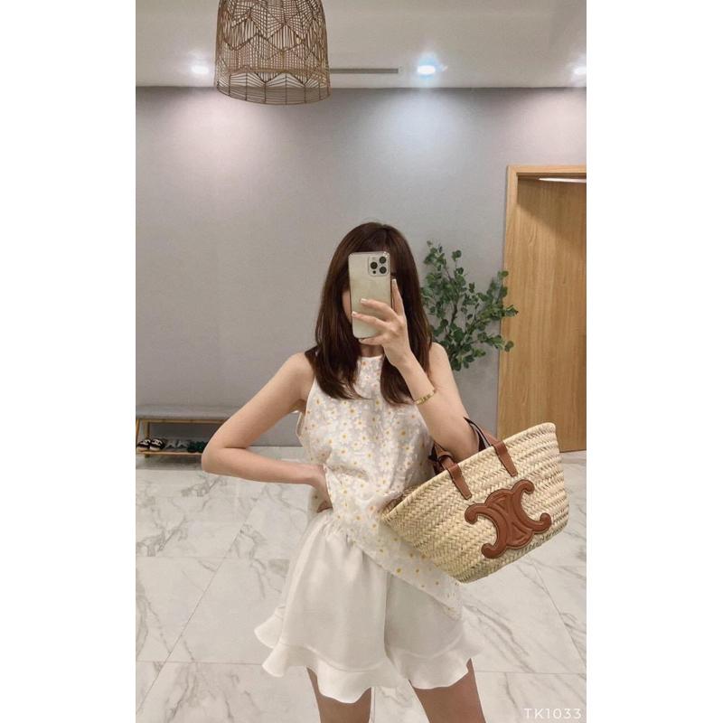 Chen.room Set áo hoa cúc và quần short loe dễ thương, set đồ xinh nhà Chen