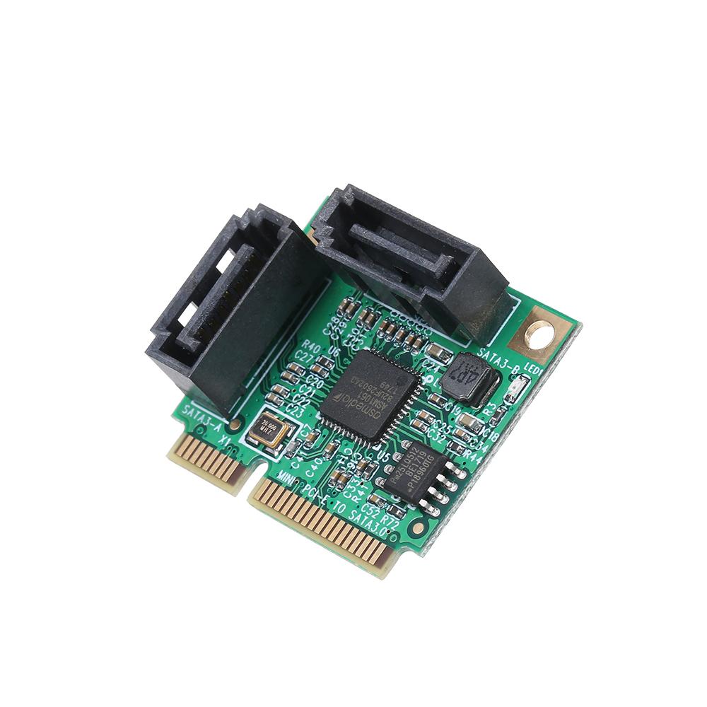 Mini PCI-E to 2 Ports SATA3 Adapter Card SATA3.0 Expansion Card Mini Size High Speed Transmission Wide Compatibility