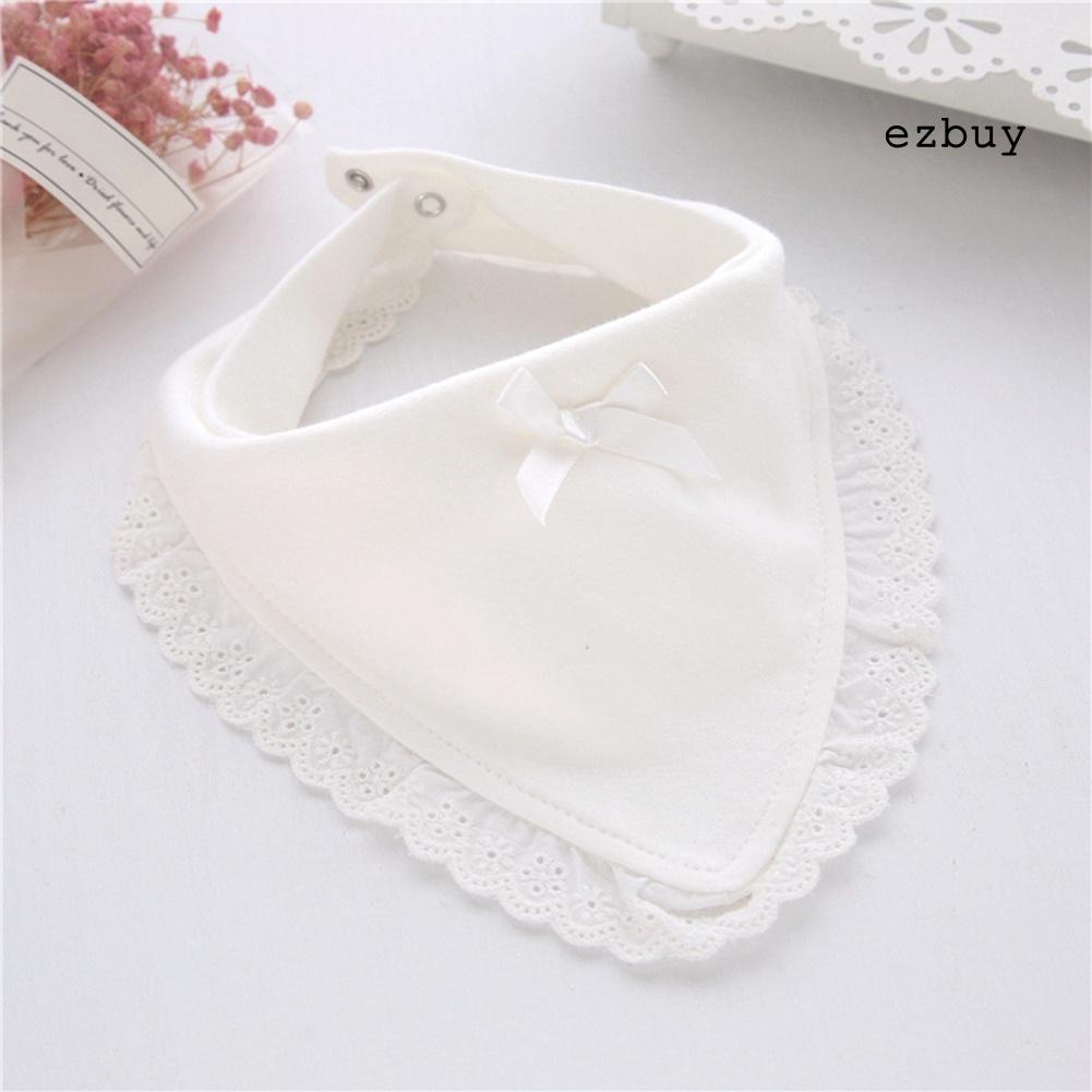 Yếm ăn cotton chống thấm nước phối ren xinh xắn cho bé gái