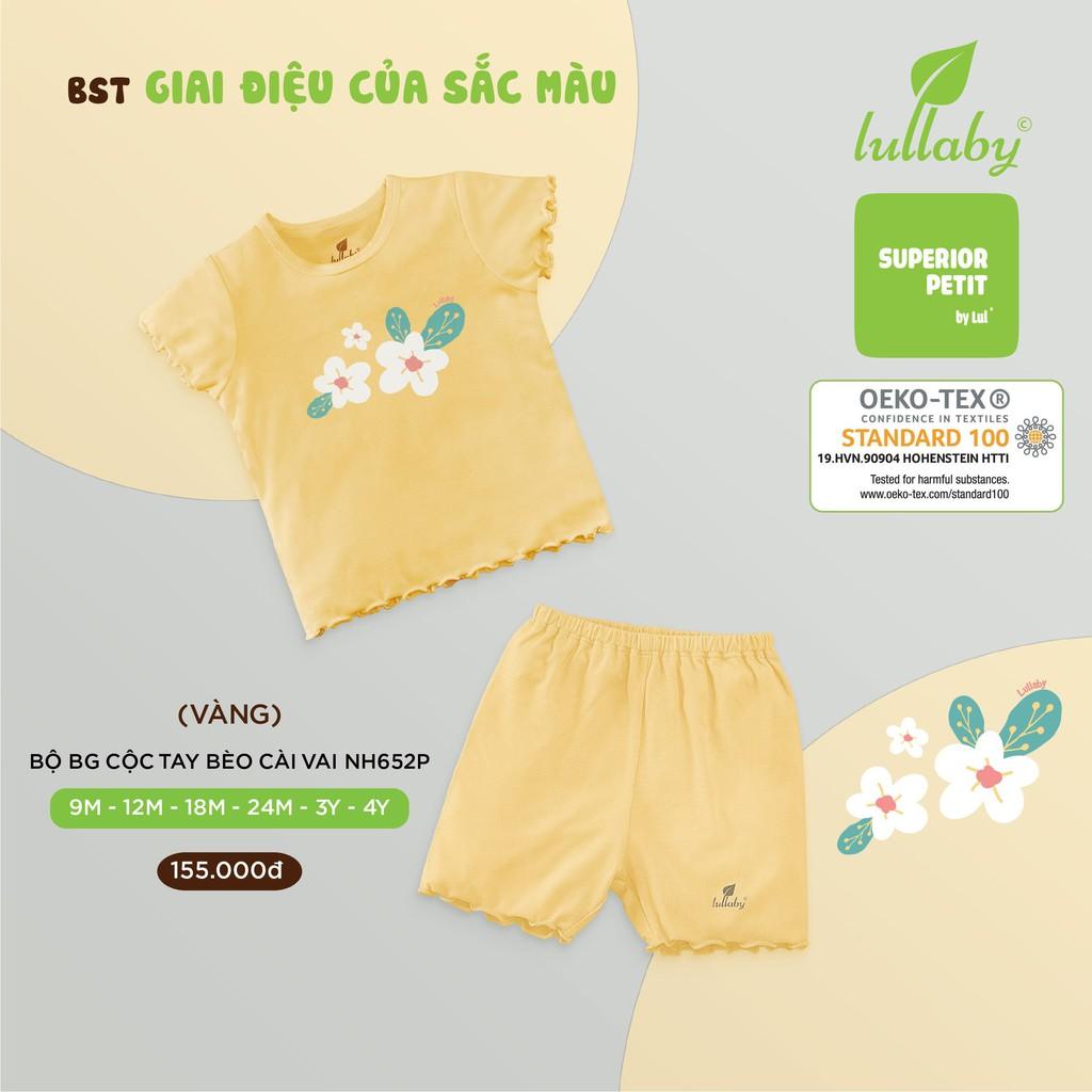 Bộ cộc tay peptit Lullaby NH652P, bộ quần áo bé gái 0-4 tuổi mềm mịn, siêu mát