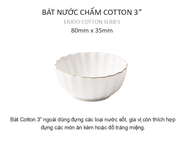 Bộ bát đĩa 5 món - Cotton - Erato - Hàng nhập khẩu Hàn Quốc