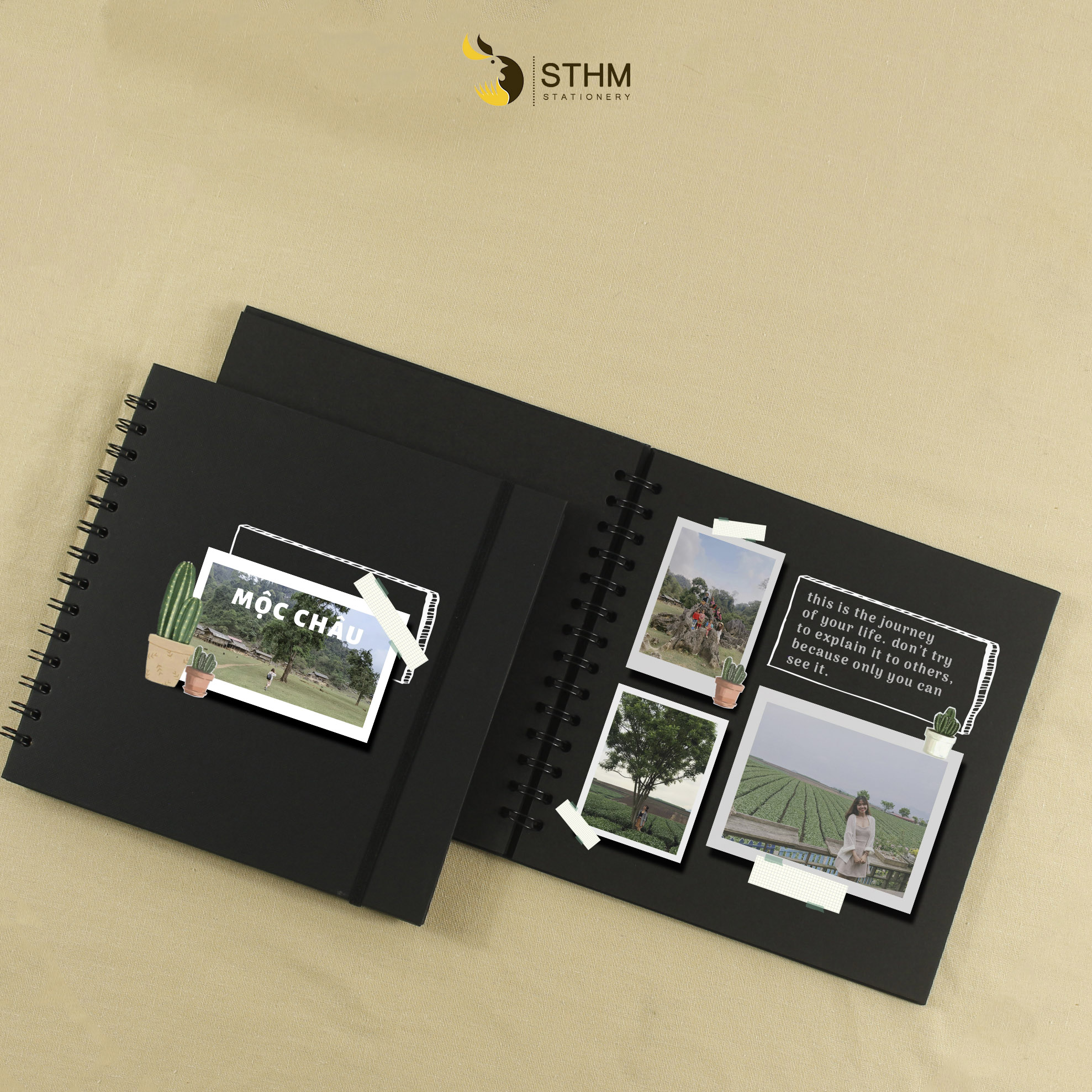 Sổ dán ảnh - Scrapbook 20x20cm 50 trang giấy mỹ thuật cao cấp dày 250gsm - STHM stationery