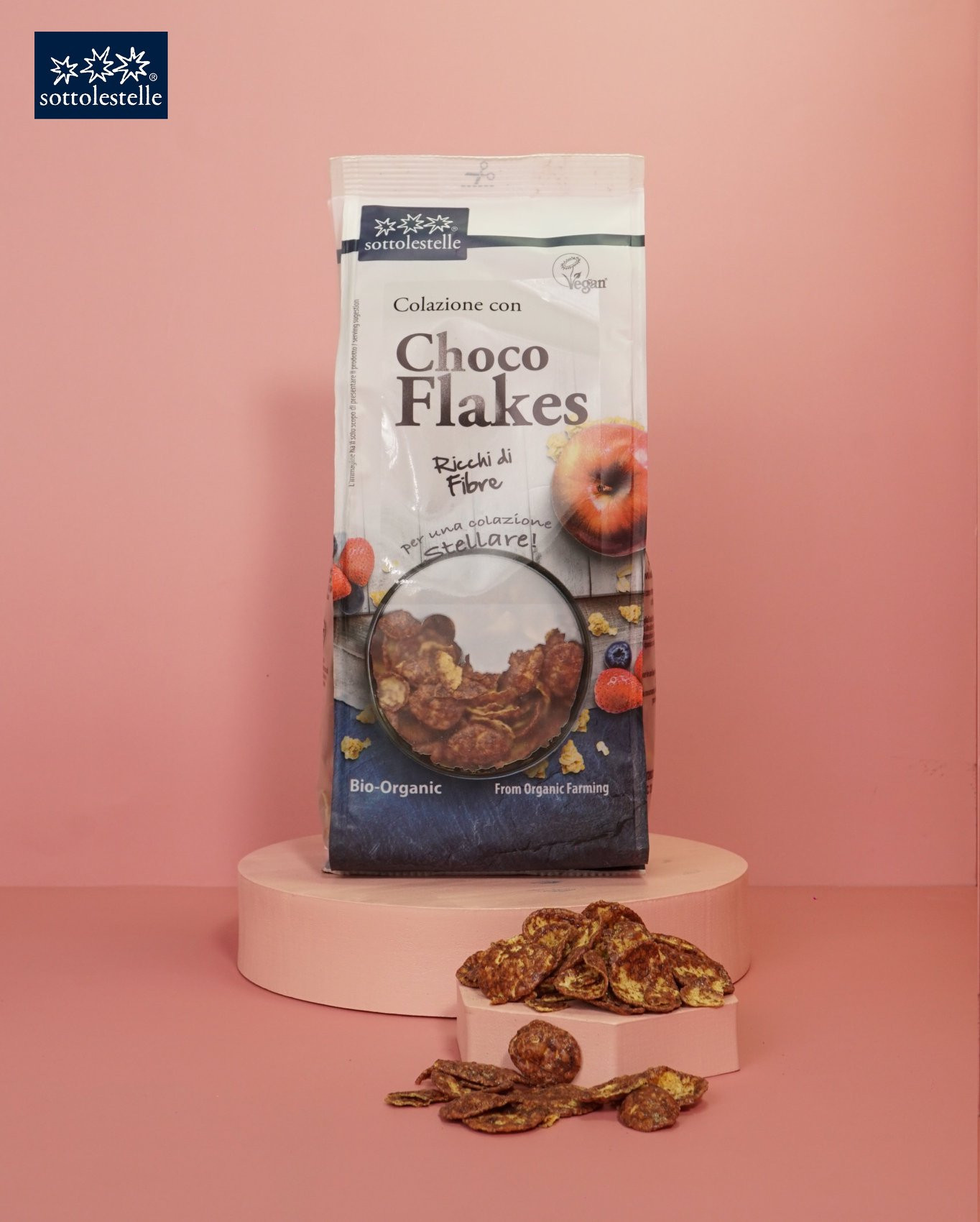 Ngũ cốc hữu cơ bắp ngô socola Sottolestelle 300g Organic Choco Flakes