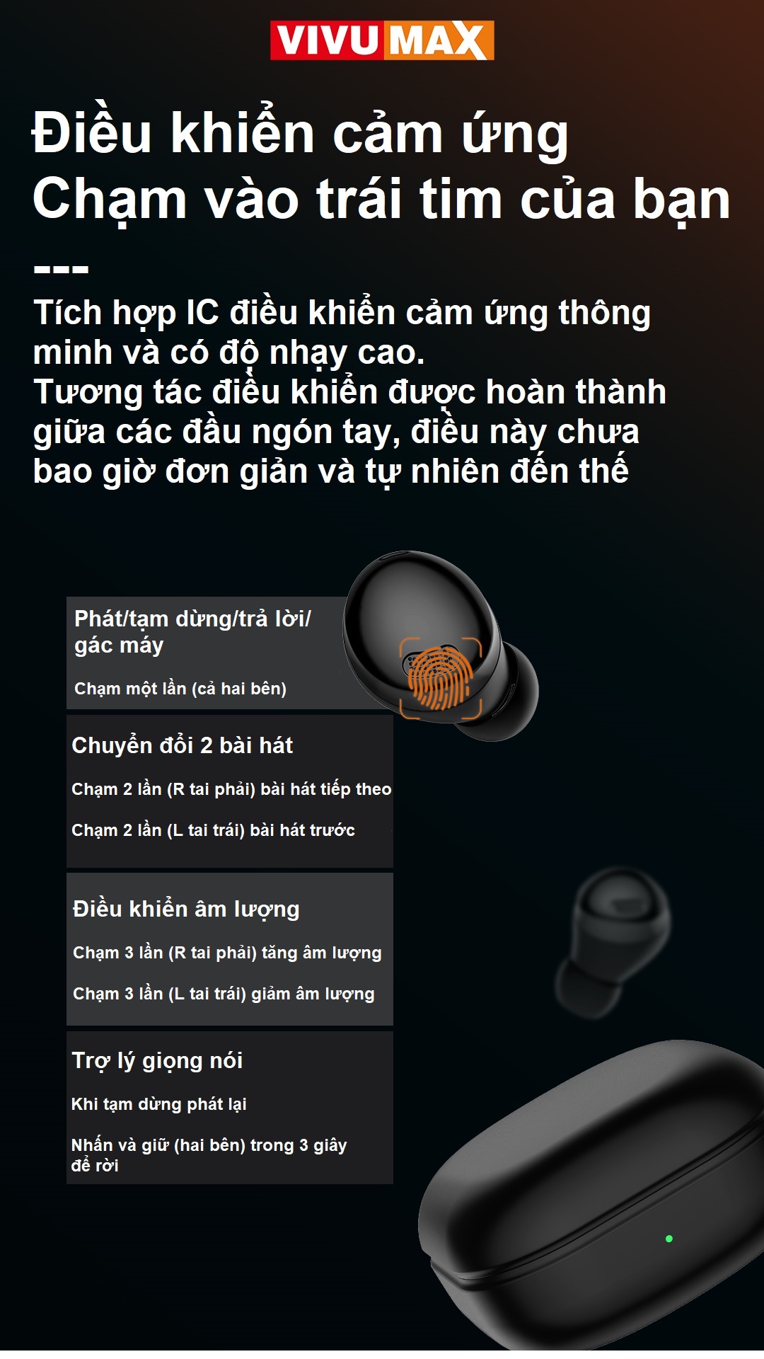 Tai nghe Blutooth 5.3 cao cấp Vivumax VX15, chống ồn - Hàng Chính Hãng