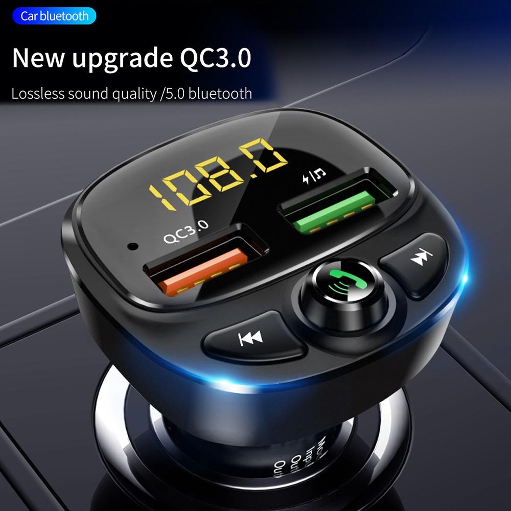 Tẩu sạc hai cổng USB Bluetooth 5.0 QC 3.0 TF cho xe hơi