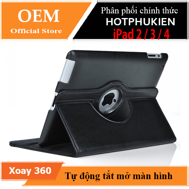 Bao da dành cho iPad 2 / 3 / 4 xoay 360 độ chống bụi chấm thấm tiện lợi - Hàng nhập khẩu