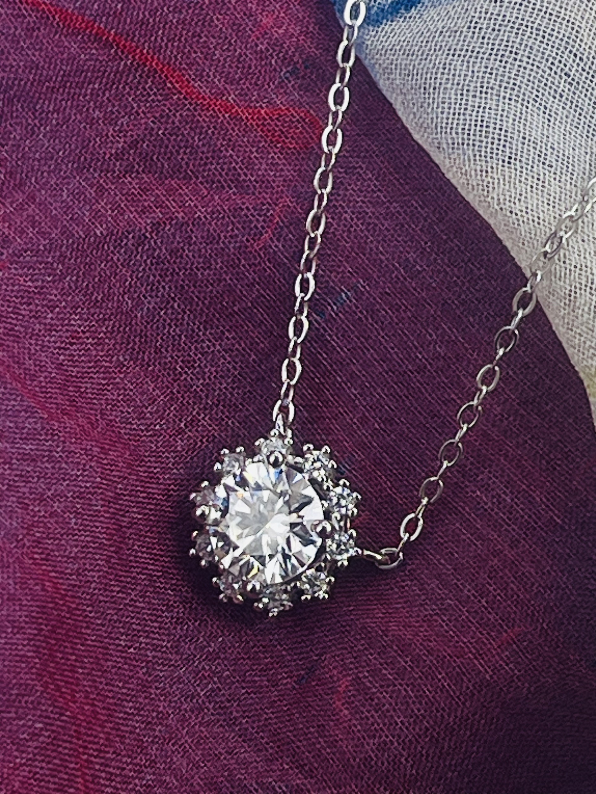 Dây chuyền Moissanite 1ct Kim Cương nhân tạo và Bạc 925 xi Bạch Kim N1976