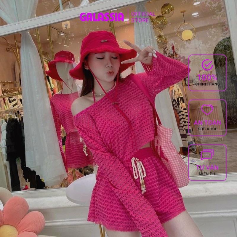 Đồ bơi nữ 3 món kín đáo set bikini ren thời trang đi biển sexy siêu đẹp GALASSIA