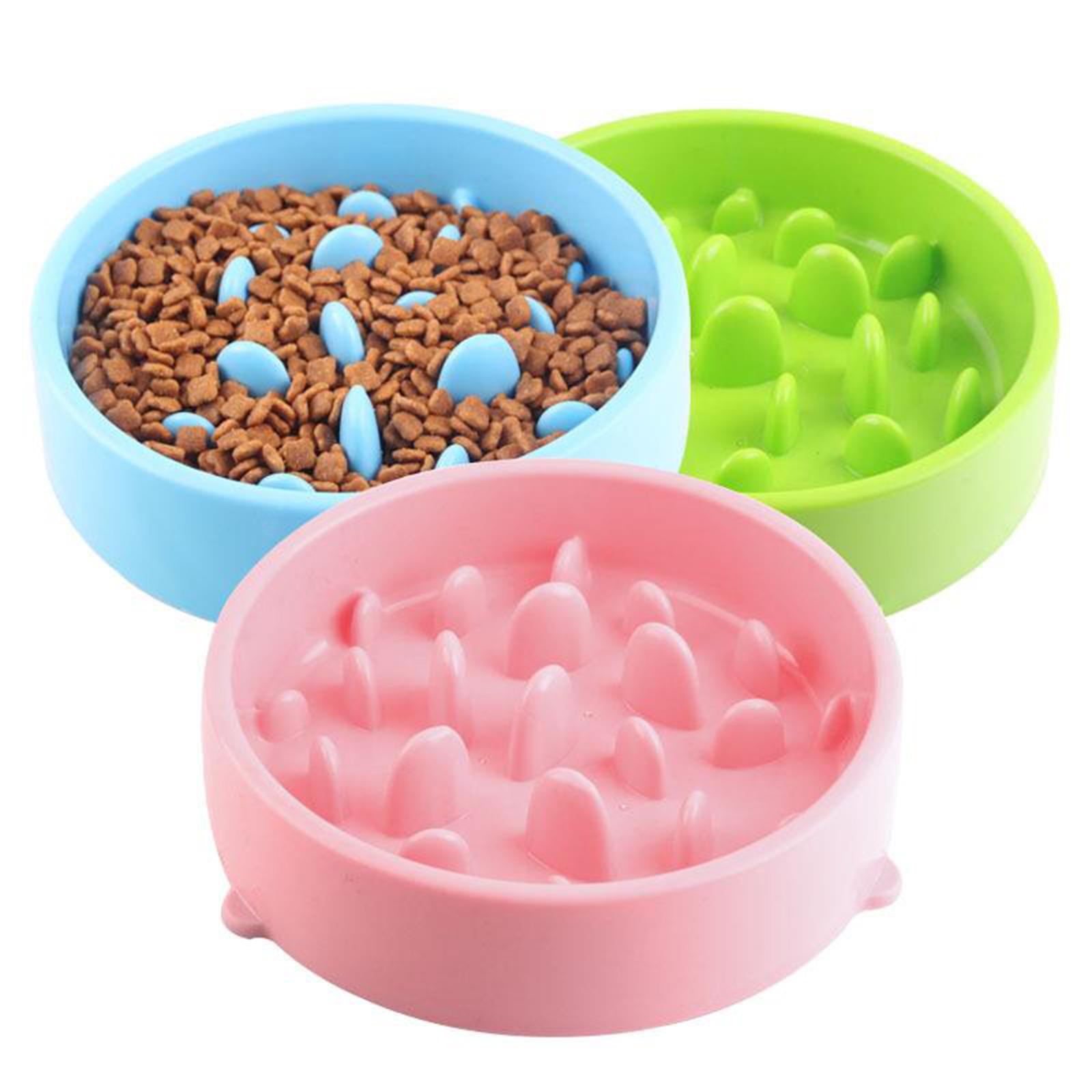 Slow Feeder Dog Bowl Pet Feeder Interactive Bloat Stop Dog Eating Dish Blue