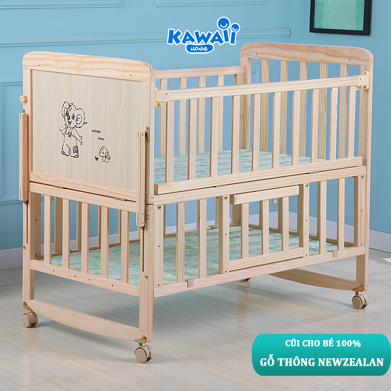 Nôi cũi cho bé sơ sinh KAWAII HOME - Đa năng 4 chế độ - Bảo hành 12 tháng