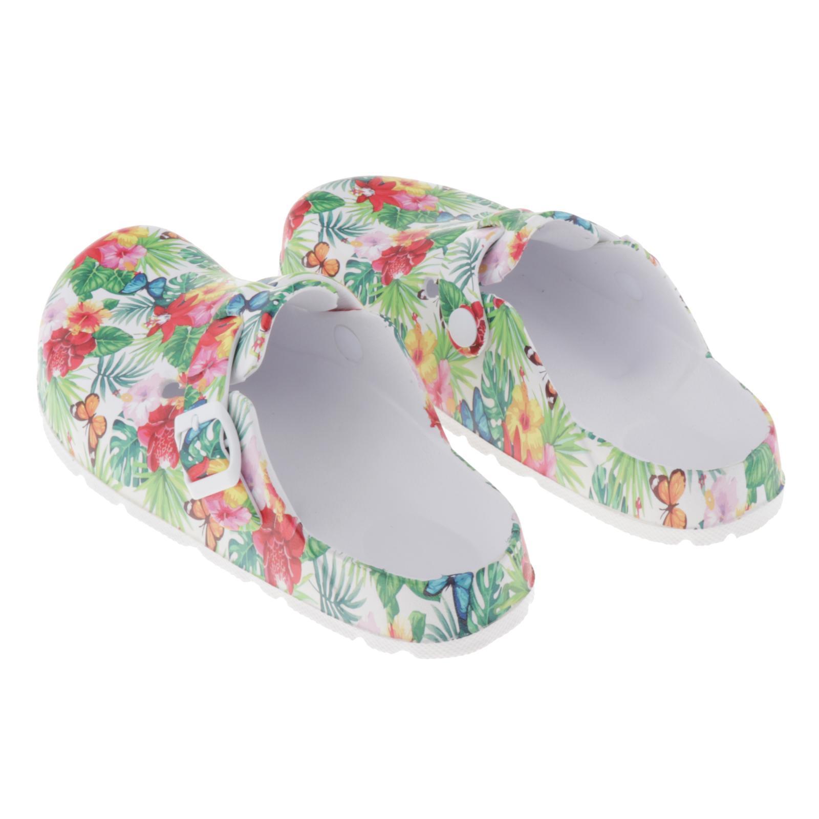 Womens Flower Printed Chef Clogs Shoes - Non Slip Work Nursing Shoes 36 37