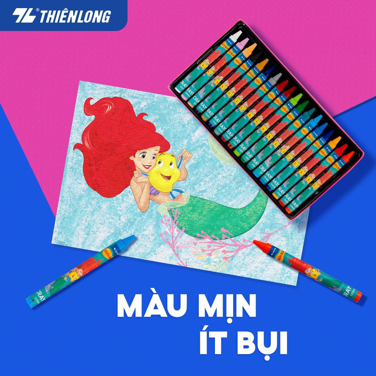 Bút sáp 18 màu Công chúa Ariel Thiên Long Colokit CR-C010/PR