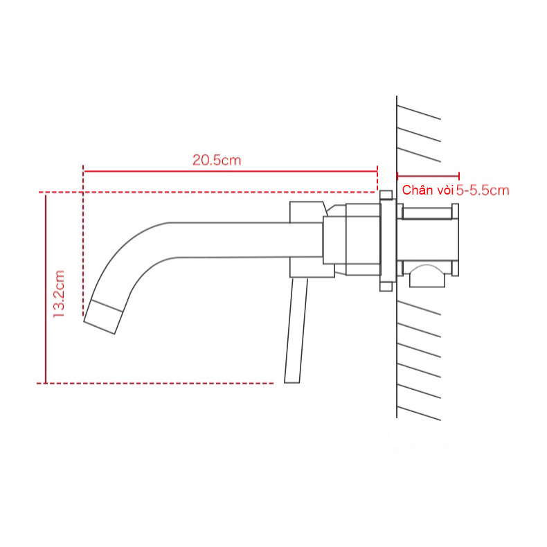 Vòi nước âm tường nóng lạnh bằng đồng cao cấp LI-VOI0021 - Đơn giản và sang trọng