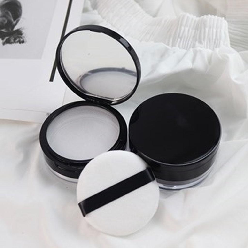 20g Empty Loose Powder Case Facial Blusher Container Jars W/ Puff Blender 2x