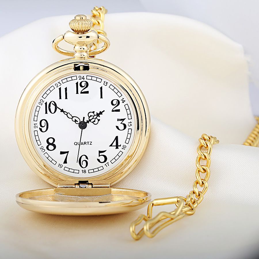 Đồng hồ quả quýt INOX vàng trơn : Thiết kế hoài cổ - Lịch Sự - Quý Phái