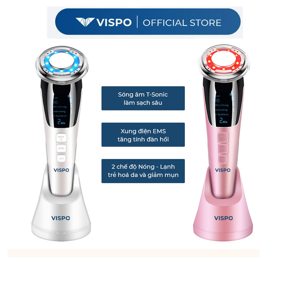 Máy Massage Mặt Làm Đẹp VISPO VP-CM23 - Máy Massage 5IN1 Photon Nóng Và Lạnh EMS Săn Chắc Da , Làm Sạch Và Tăng Hấp Thụ Dưỡng Chất, Khóa Ẩm Cho Da Bằng Công Nghệ Hiện Đại