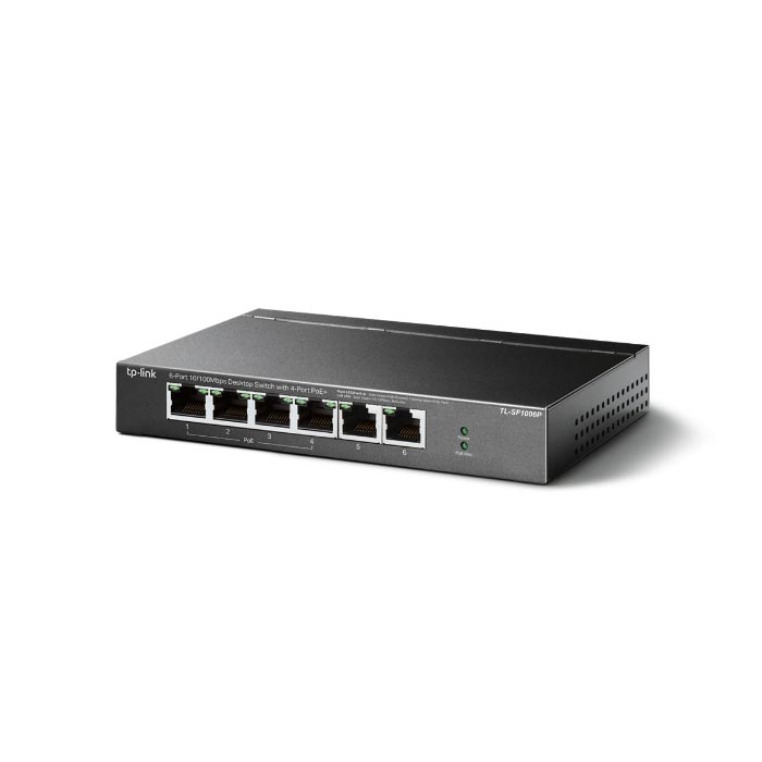 Switch 6 Cổng 10/100Mbps Với 4 Cổng PoE+ TP-LINK TL-SF1006P-hàng chính hãng