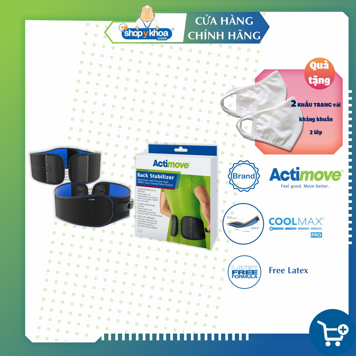 Đai lưng dây đan điều chỉnh, có đệm massage 75535-SPO Actimove Back Stabillizer