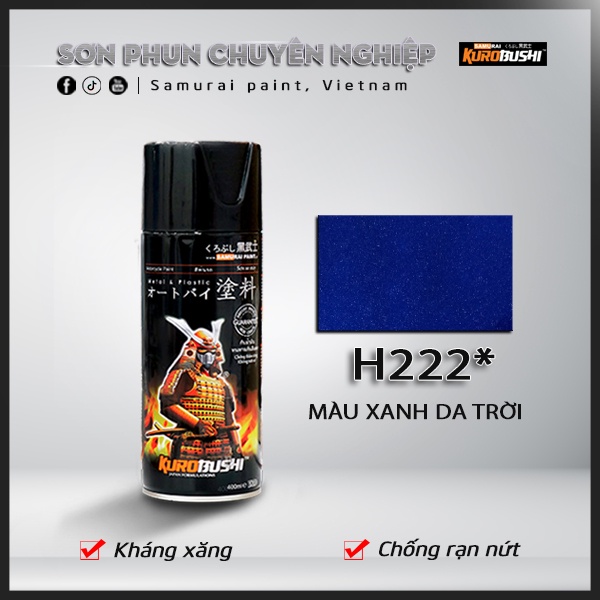 Sơn xịt Samurai Kurobushi - MÀU XANH DƯƠNG H222 (400ml)