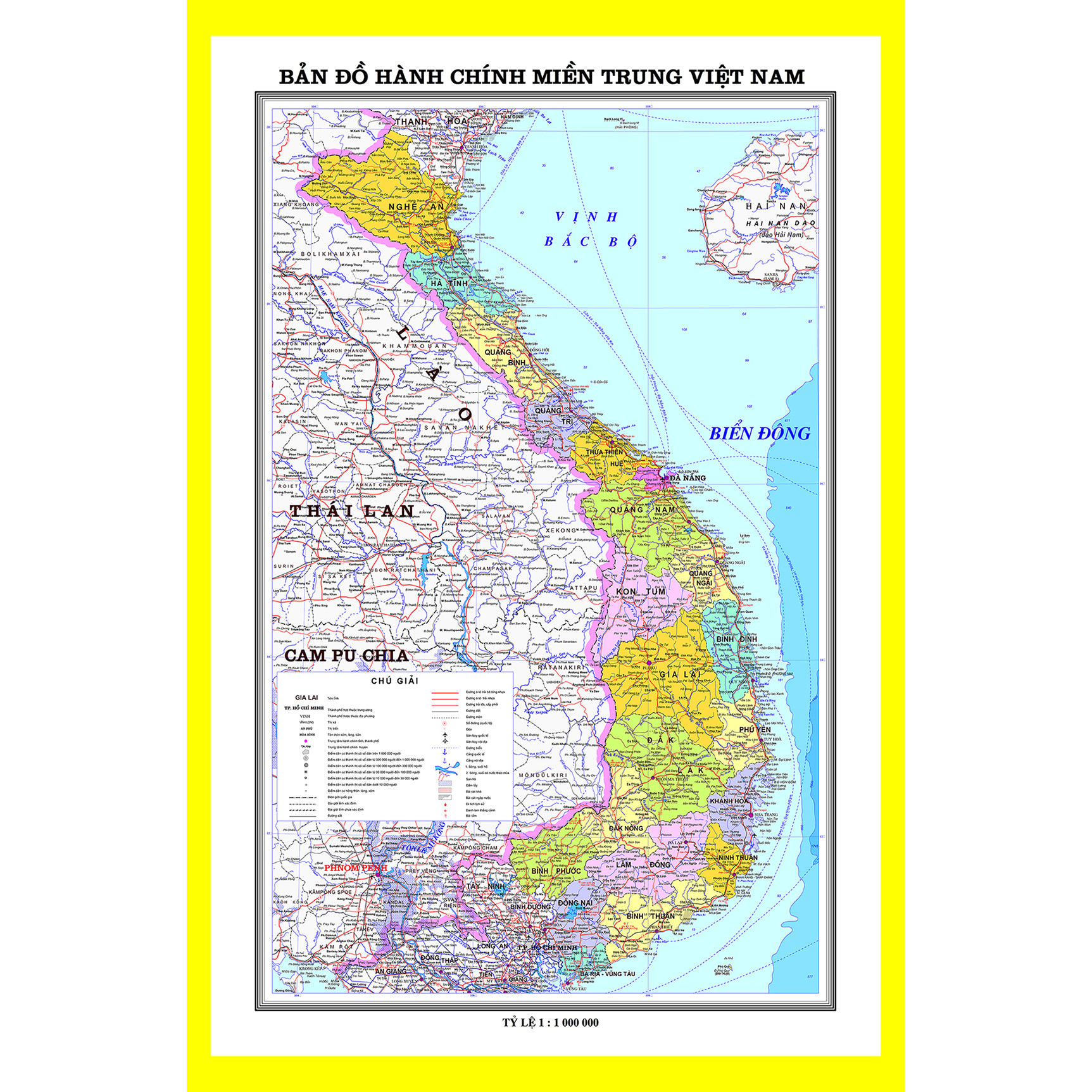 Bản đồ hành chính miền Trung Việt Nam - Khổ A0 -  Tờ rời